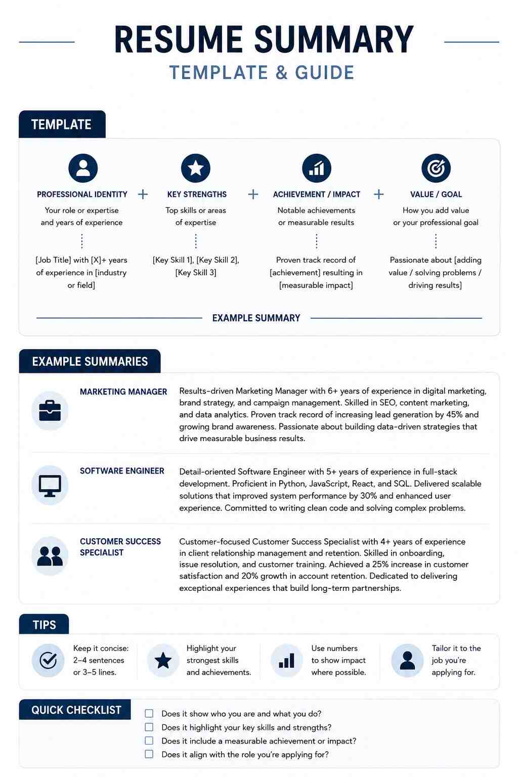 Resume Summary Template 1 Resume Summary template
